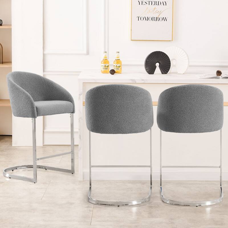 26" Fabric Upholstered Counter Height Bar Stools with Arms - 37" H x 22.4" W x 22" D