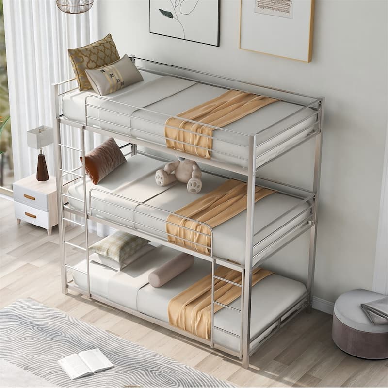 Merax Metal Twin Size Triple Bunk Bed