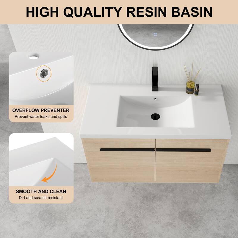 BNK 16"/20"/24"/30"/36" Single Sink Bathroom Vanity with Soft Close Door and Shelf