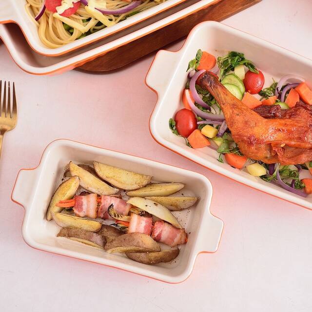 MALACASA Series Bake.Bake, Rectangle Porcelain Bakeware Set
