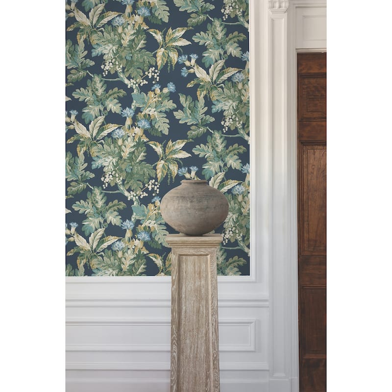 Ronald Redding Briarwood Navy Wallpaper