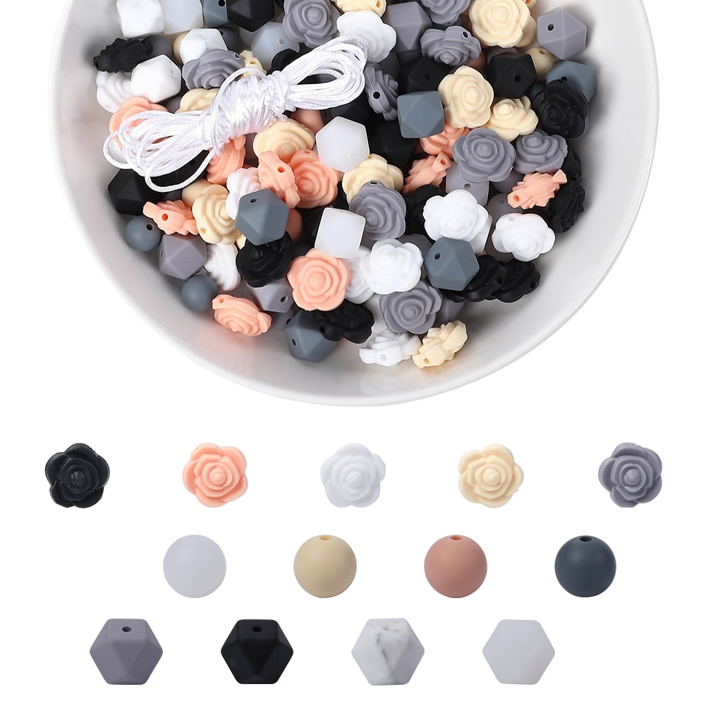 Silicone Beads For Jewelry Making – 100PC 12mm, Food Grade BPA Free, Three-Tone Colors, Arts & Crafts Supplies