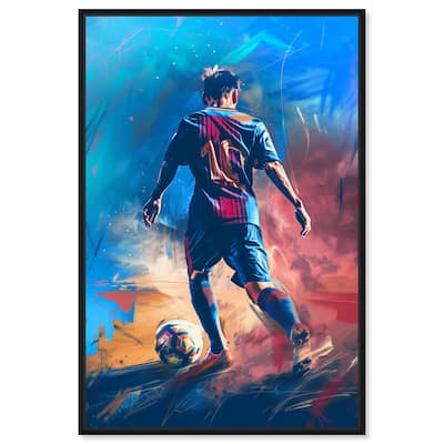 Notoriart Bold And Colorful Soccer Player Framed Soccer 1 Piece Canvas Wall Art