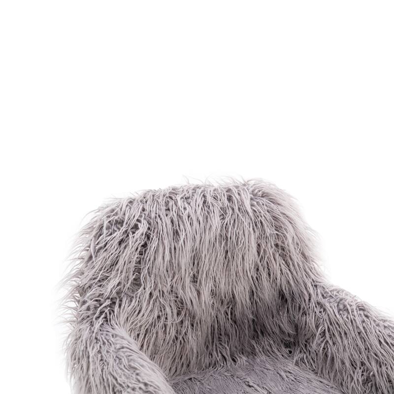 Faux Fur Office Chair for Vanity or Desk with Adjustable Height and Rolling Wheels