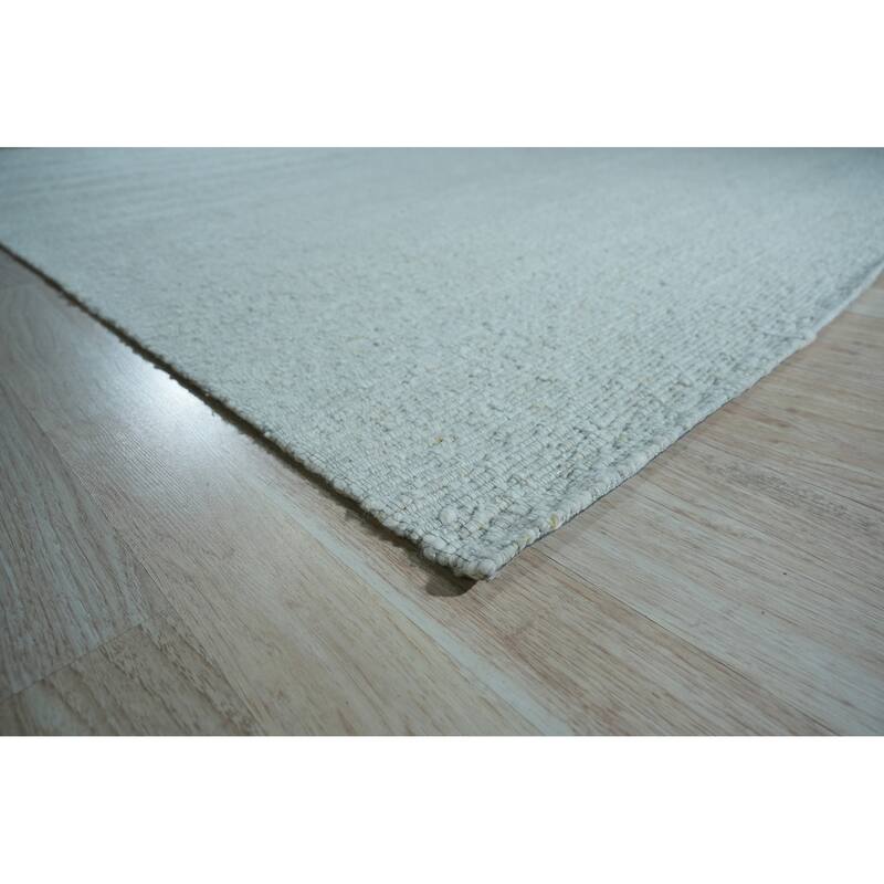 Home Décor Ivory Hand-Knotted Wool Modern Flat Rug by EORC | Stylish and Elegant Area Rug for Adding Contemporary