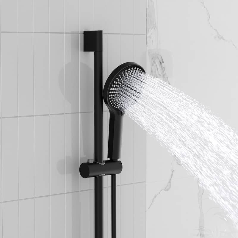 Modland Wall-Mounted Bathtub Faucet with 3-Function Hand Shower, 1.59GPM, Matte Black/Chrome, CUPC Certified