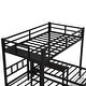 preview thumbnail 11 of 10, Black Full XL over Twin Size Metal Triple Bunk Bed with Drawers, Multi-functional Metal Frame Bed, Bed Head with Shelving