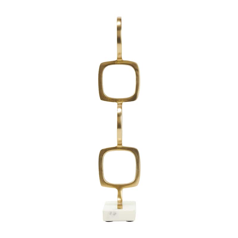 Silver, Gold or Black Aluminum Stacked Geometric Rings Sculpture with Marble Bases (Set of 2)