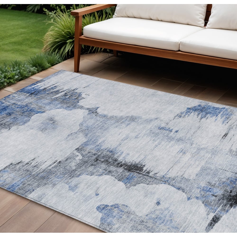 HomeRoots Abstract Transitional Rectangle Outdoor Rug