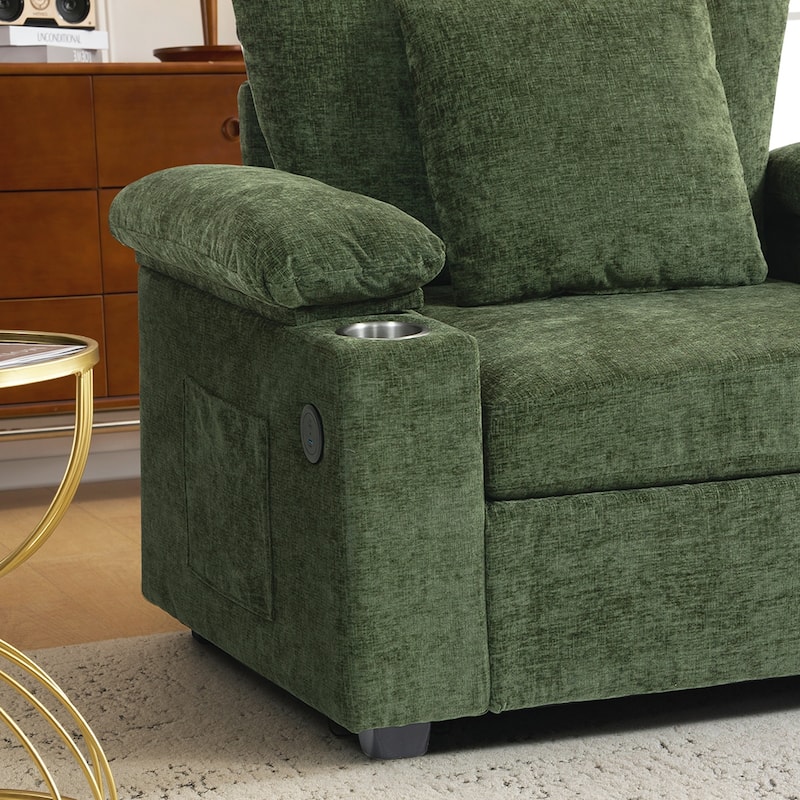 USB Charging Ports Oversized Arm Chair With Ottoman