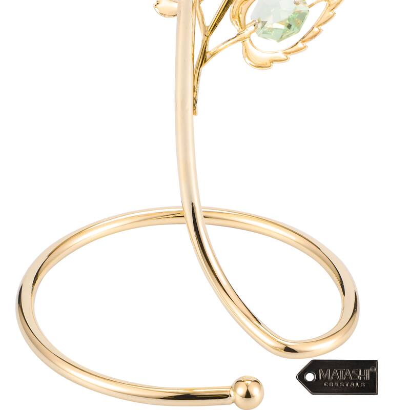 Matashi 24K Gold Plated Rose Flower w/ Red, Pink & Green Crystals