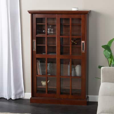 SEI Furniture Espresso Sliding Door Media Storage Cabinet