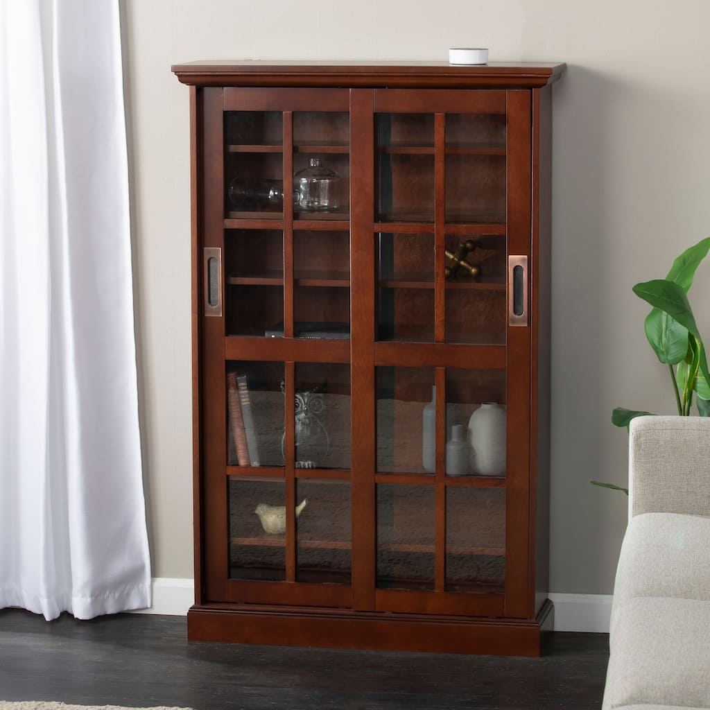 SEI Furniture Espresso Sliding Door Media Storage Cabinet