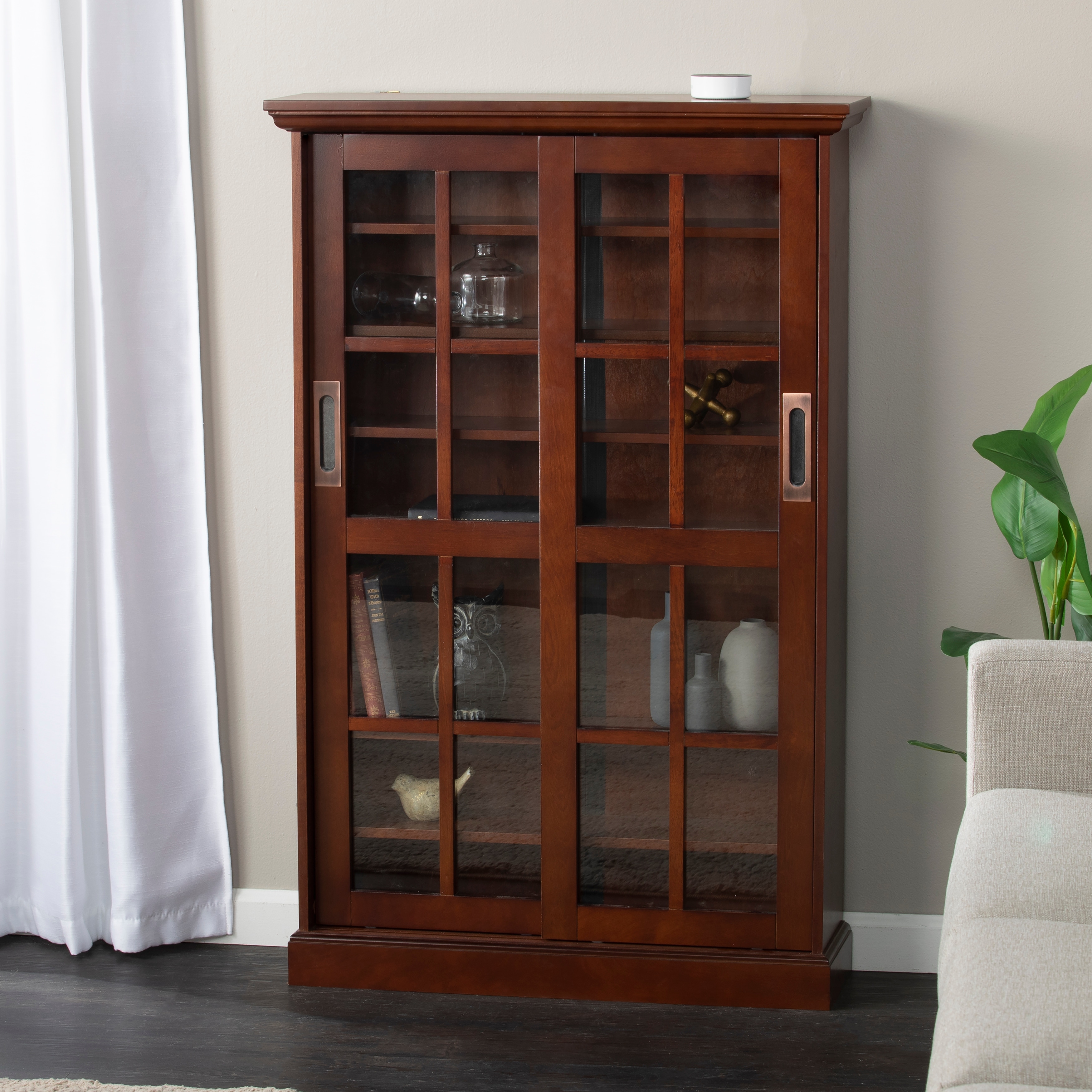 SEI Furniture Espresso Sliding Door Media Storage Cabinet