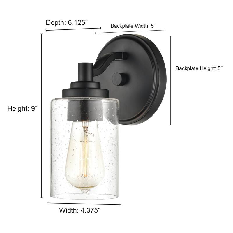 Millennium Lighting Metal 1 Light Wall Sconce- Clear Seeded Glass