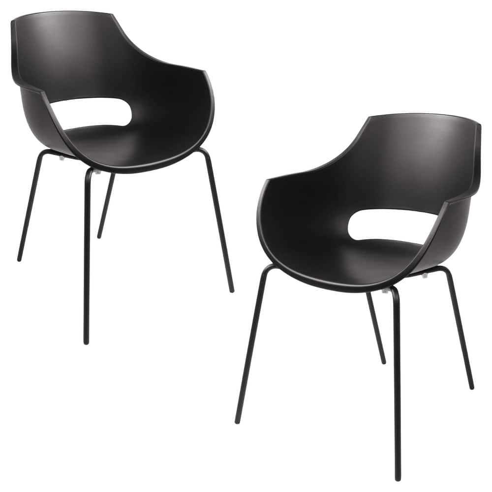 Furnish Theory Urban-ML Pro Indoor/Outdoor Stackable Dining Armchairs Polypropylene Shell & Powder-Coated Steel Legs (Set of 2)