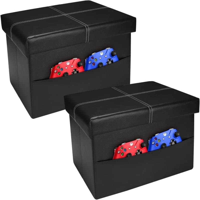 2pc Ottoman Folding Storage Ottoman