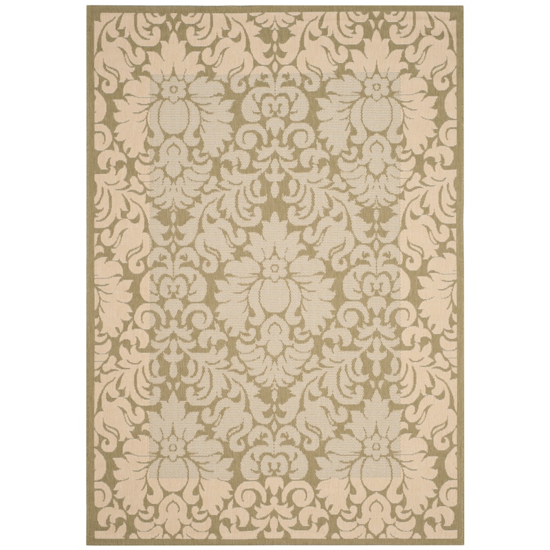 SAFAVIEH Courtyard Peggie Indoor/ Outdoor Patio Backyard Rug - 6'7" x 9'6" - Olive/Natural
