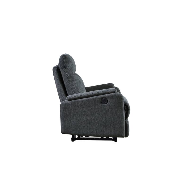 Modern Power Recliner with USB Port, Full Head & Lumbar Support, Easy-Clean Fabric
