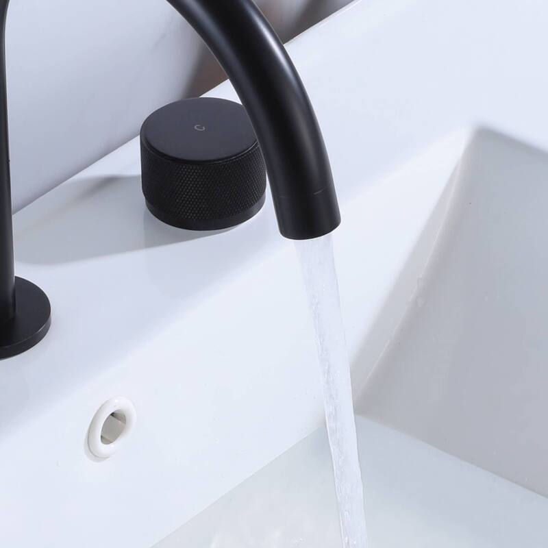 8 Inch Widespread Bathroom Faucet Matte Black Bathroom Sink Faucet 3 Holes Double Handle Modern Basin Vanity Taps