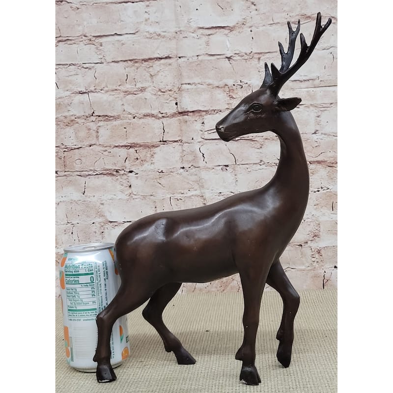Reindeer Stag Deer Elk Caribou Bronze Metal Figurine Statue Sculpture 13.5 Inches X 12 Inches