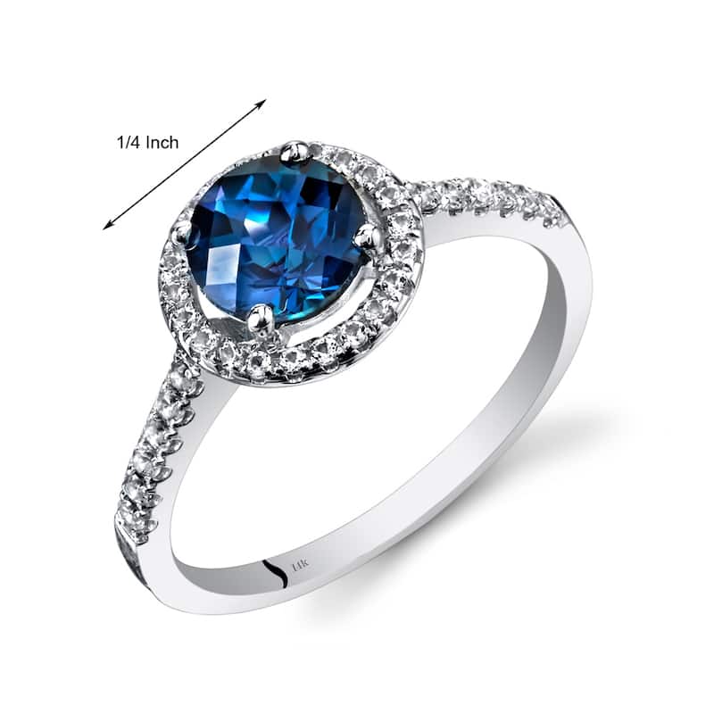 14k White Gold 1.59ct Created Alexandrite and White Topaz Ring