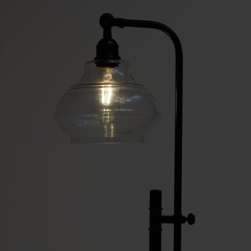 Brightech Austin 69 in. Classic Black Mid-Century Modern Height Adjustable LED Floor Lamp with Clear Glass Bowl Shade
