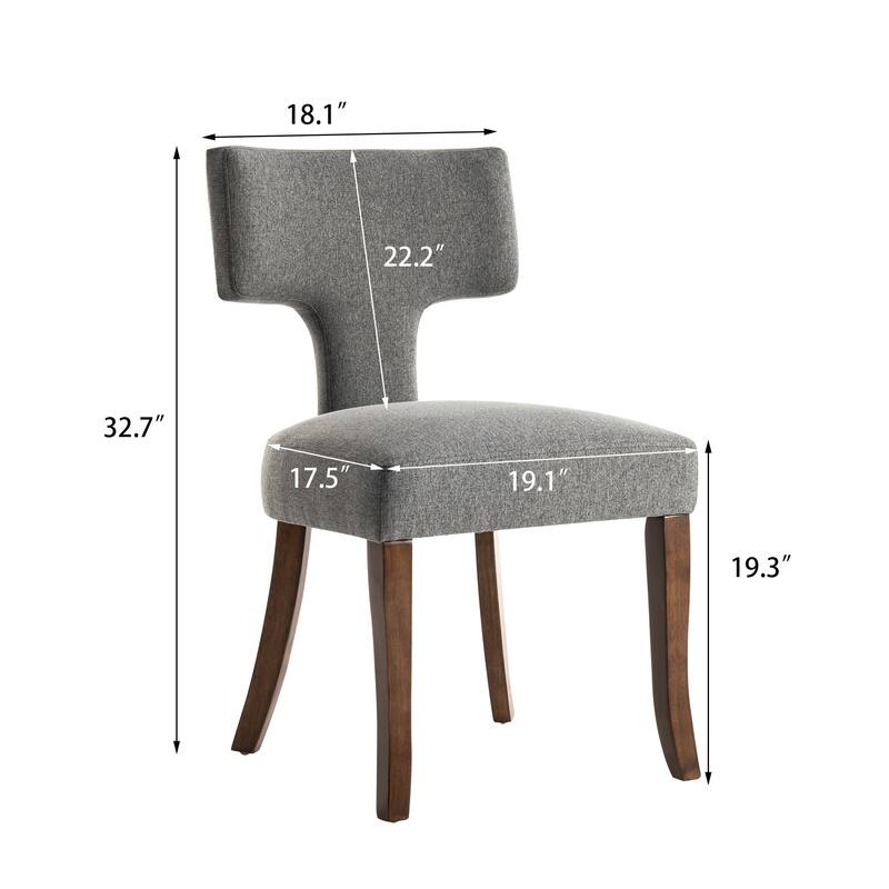 Upholstered Mordern Design T Back Dining Side Chair- Set of 2