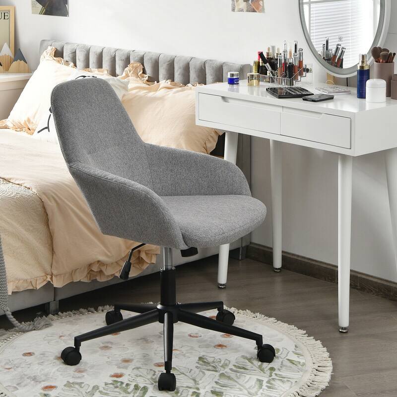 Gymax Linen Accent Office Chair Adjustable Rolling Swivel Task Chair - See Details