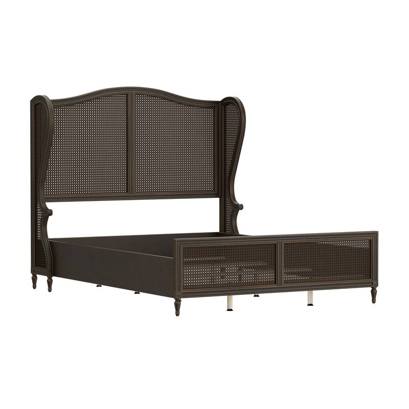 Hillsdale Furniture Sausalito Wingback Wood Cane Panel Bed