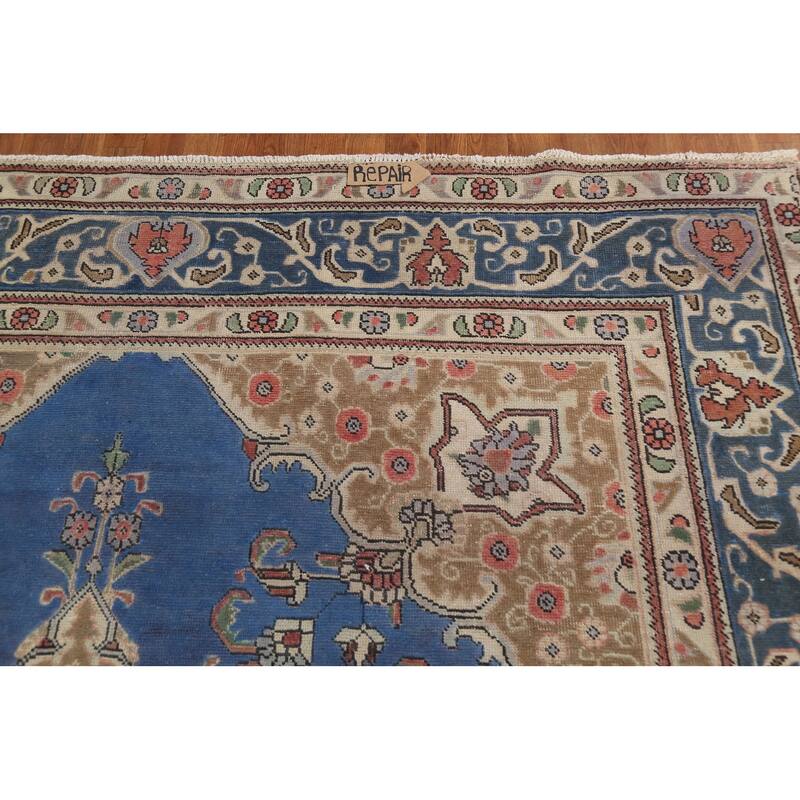 Blue Tabriz Persian Vintage Area Rug Handmade Wool Carpet - 8'3"x 11'5"