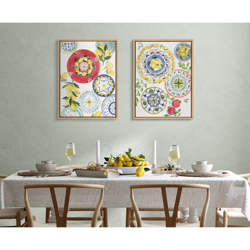 Kate and Laurel Sylvie Positano Inspired Framed Canvas Set by Patricia Shaw