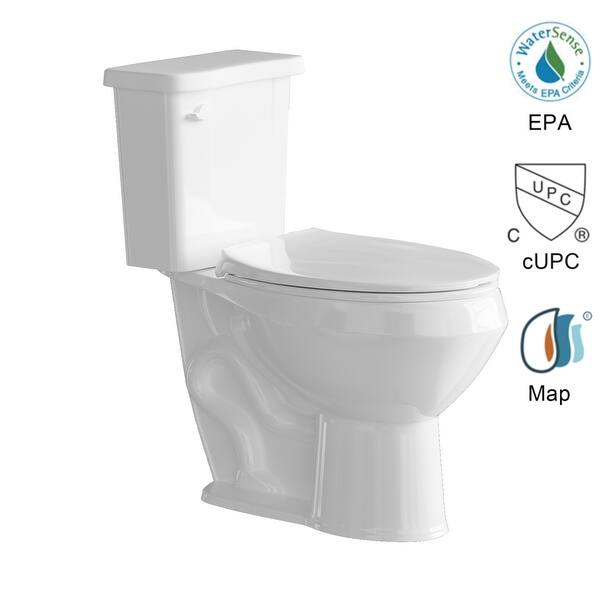 White Porcelain Corner 1.28GPF TwoPiece Siphonic Flush Elongated