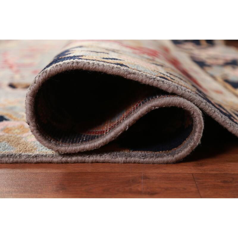 Hand Knotted Oriental 100% Wool Carpet Traditional Medallion Navy Blue & Blues Kazak Area Rug - 9' 9'' X 8' 1''