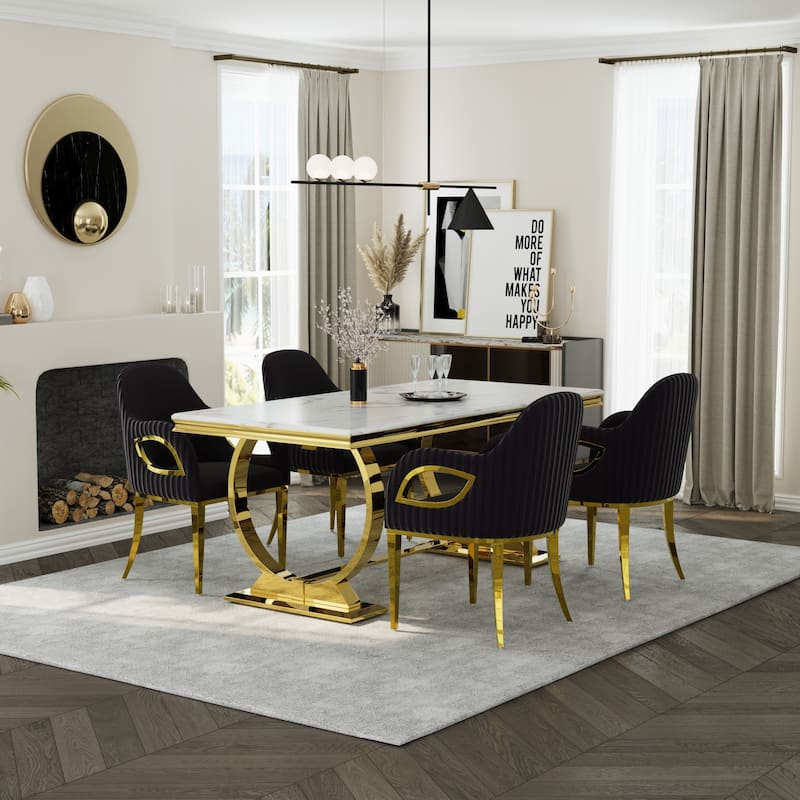 Dining Table Set with Arm Dining Chairs