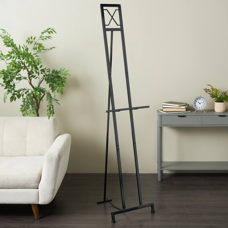 Black Metal Tall Adjustable Floor 3 Tier Display Easel