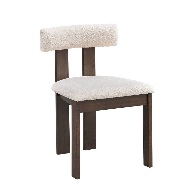 Wooden Boucle Upholstered Dining Chairs Set of 2,Kitchen Side Chairs