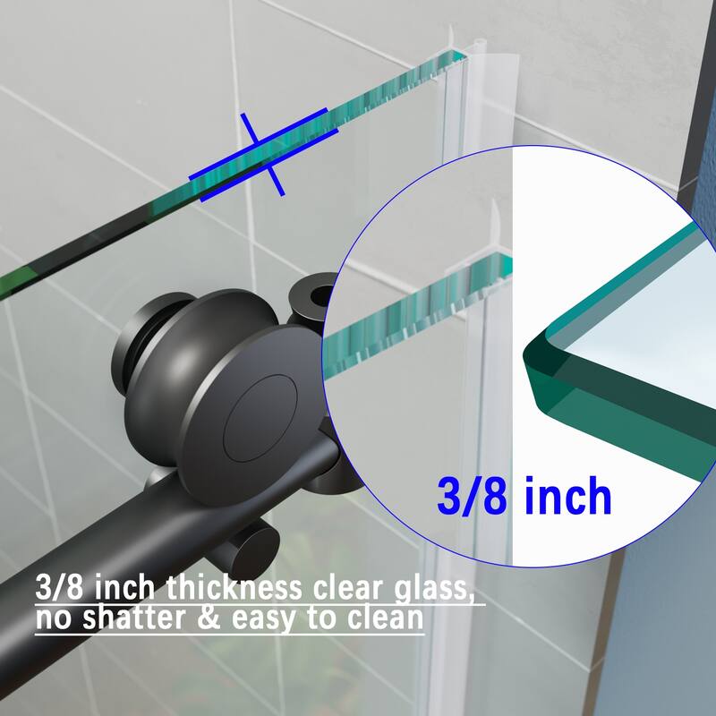 ELEGANT 60'' x 62'' Frameless Sliding Tub Door Stainless Steel
