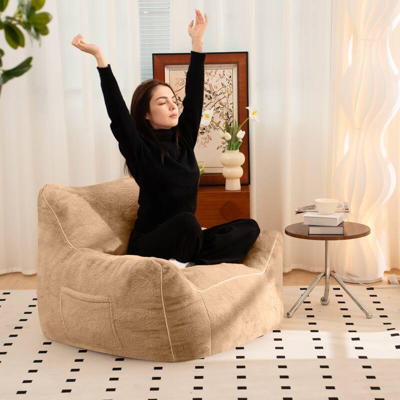 Bean Bag Chair, Comfy Bean Bag Sofa with Back Support, Faux Fur Bean Bag Chair