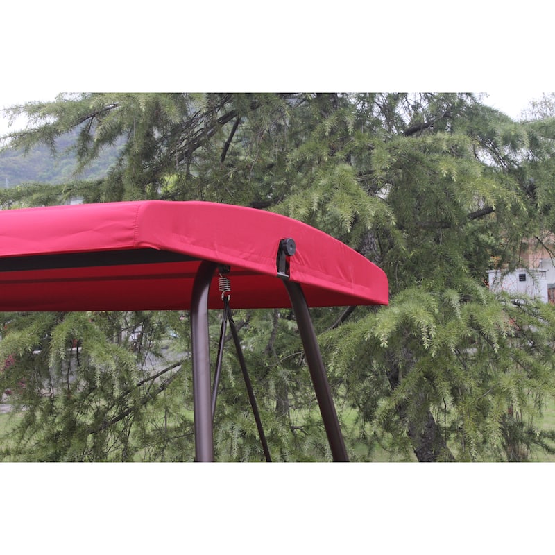 Outdoor Patio Swing Chair with Converts to Bed, Includes Weatherproof Canopy and Thick Cushion (Seats 3 Adults)