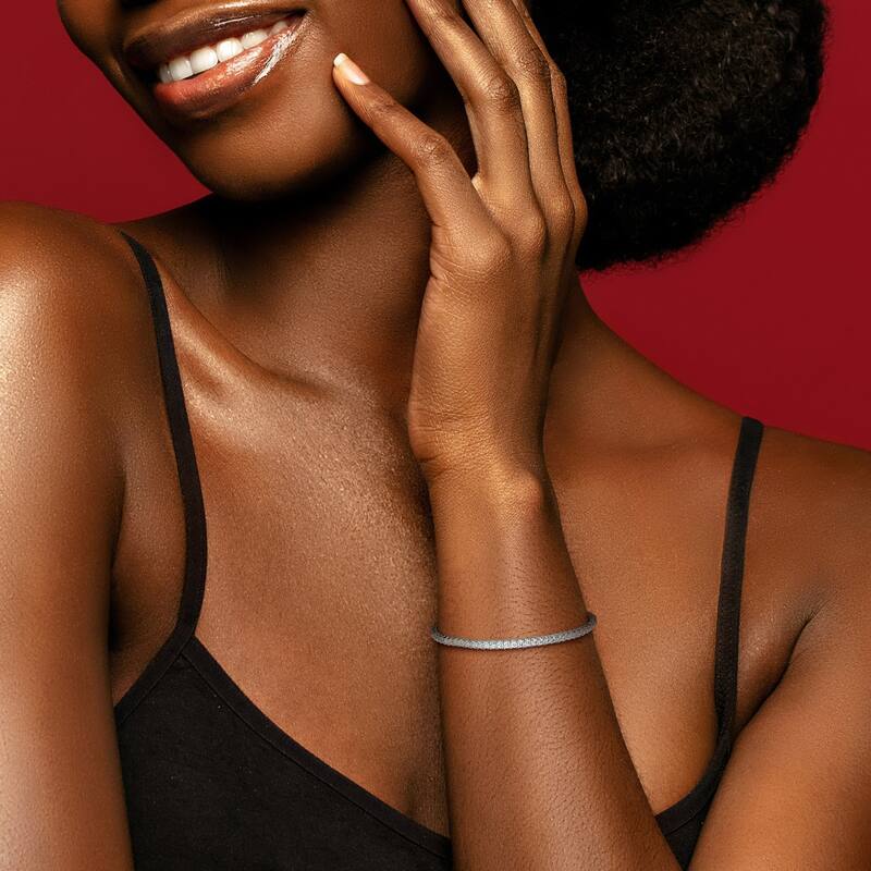 Miadora 4ct TDW Lab-Grown Diamond Bangle in 14k White Gold - 7 in