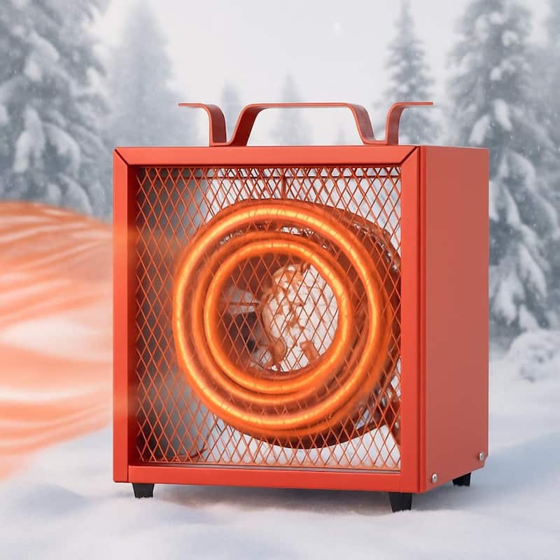 Electric Garage Heater, 3 Settings & Thermostat - Red