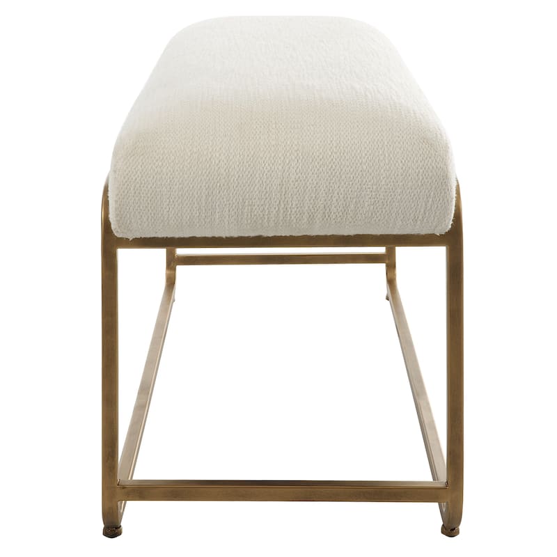 Porch & Den Antique Brass and Cream Cushioned Bench
