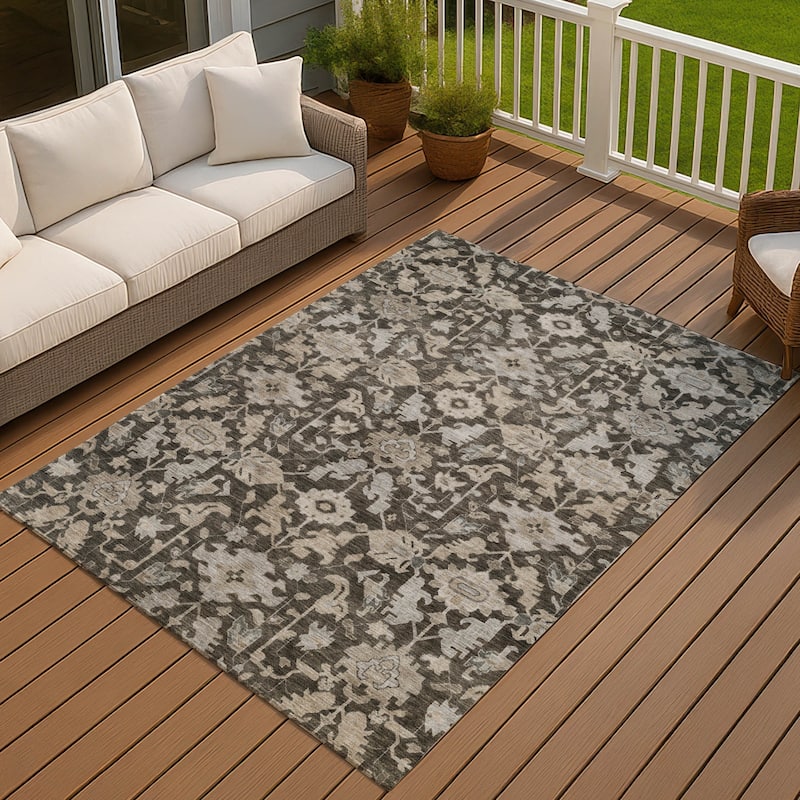 Machine Washable Indoor/ Outdoor Casual Traditional Chantille Rug - Chocolate - 5' x 7'6"