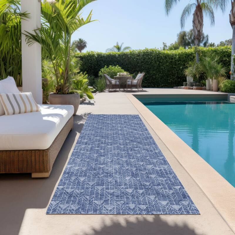 Alfiri Sleek Geometric Weather Resistant Timeless Fusion Outdoor Rug