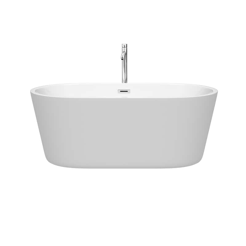 Wyndham Collection Carissa 60-inch White Freestanding Soaking Bathtub