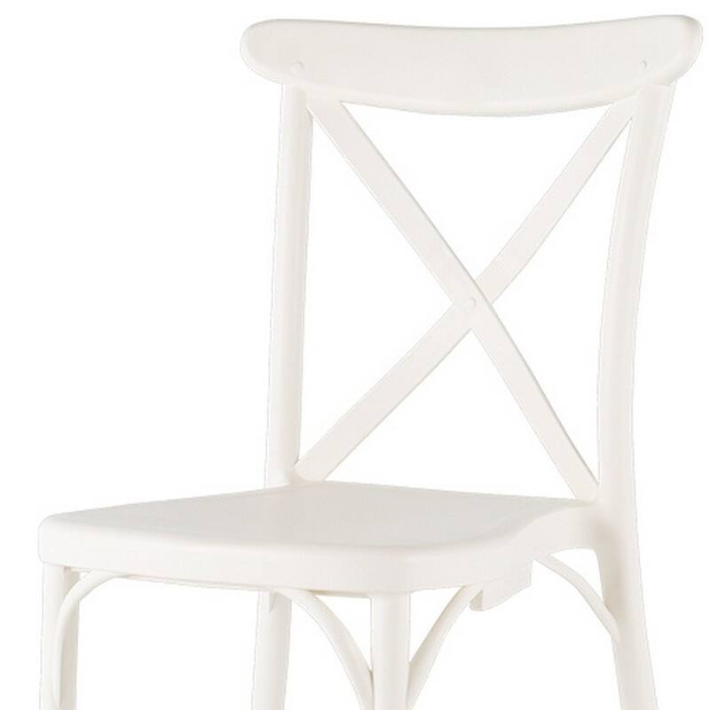 HomeRoots Set of Two White Heavy Duty Plastic Outdoor Stacking Dining Chairs