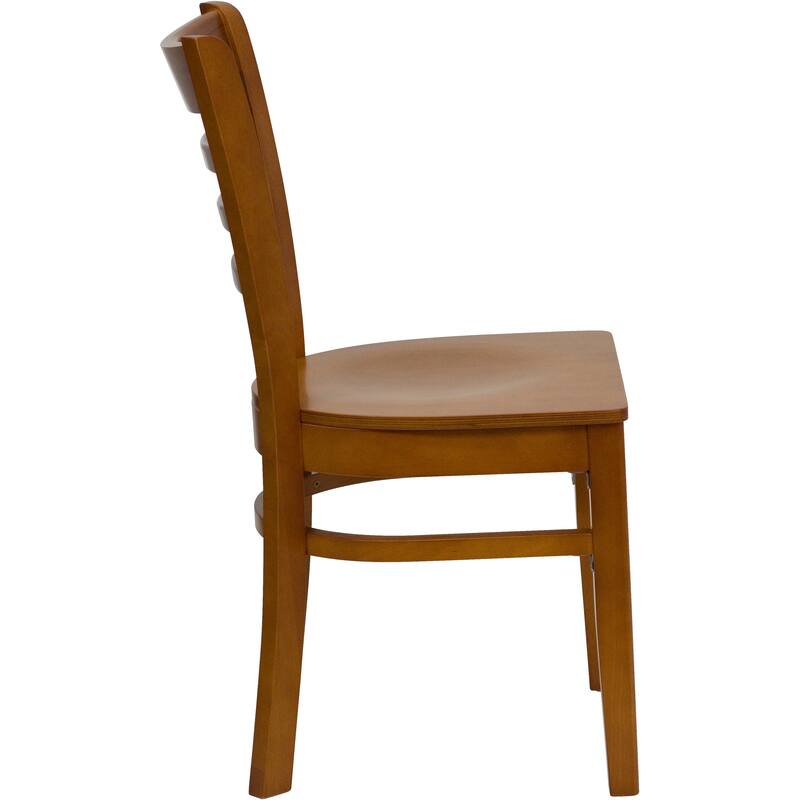 Ladder Back Wooden Restaurant Chair - 17.25"W x 20"D x 33.75"H