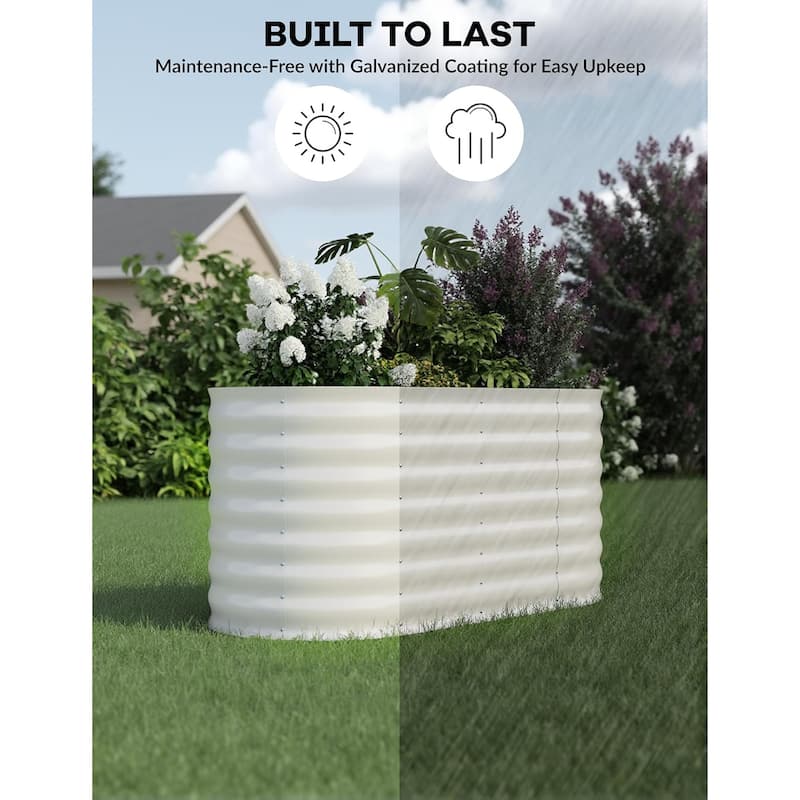 2-Pack Galvanized Steel Raised Garden Beds,Outdoor Deep Planter Box Kit with Tool