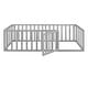 preview thumbnail 21 of 34, Twin Floor Bed Frame, Fun Fence Design with Openable Door, No Slats
